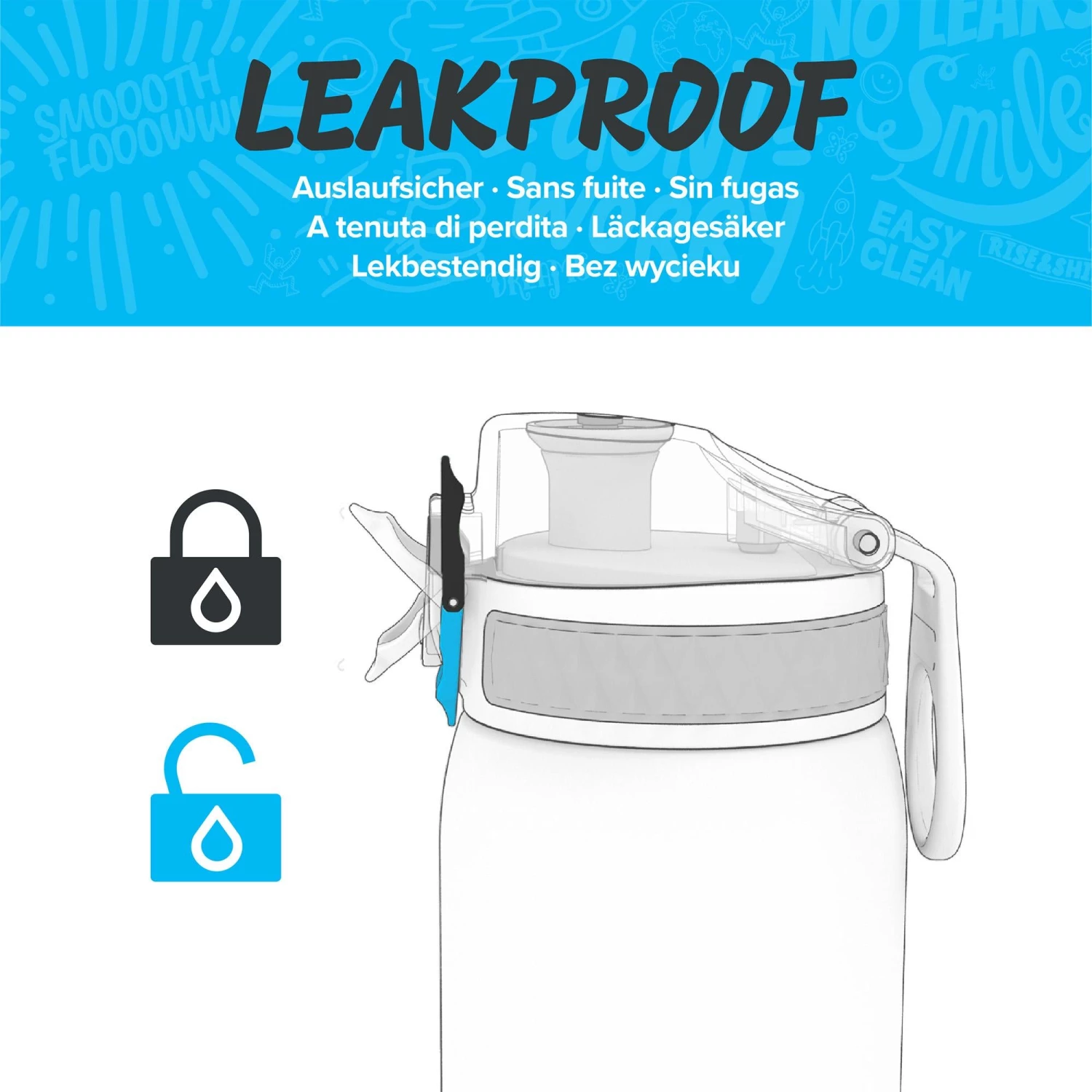 Ion8 Leak Proof 1 Litre Sports Water Bottle, BPA Free, Blue, 1100ml 3 Ion8 Leak Proof 1 Litre Sports Water Bottle, BPA Free, Blue, 1100ml