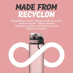 Ion8 Leak Proof Slim Water Bottle, BPA Free, Rose Quartz, 600ml Water Bottles