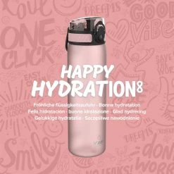 Ion8 Leak Proof Slim Water Bottle, BPA Free, Rose Quartz, 600ml Water Bottles