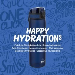 Ion8 Leak Proof Slim Water Bottle, BPA Free, Navy, 600ml