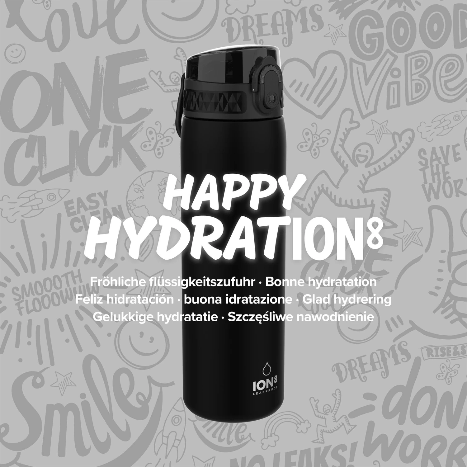 Ion8 Leak Proof Slim Water Bottle, BPA Free, Black, 600ml Water Bottles 7 Ion8 Leak Proof Slim Water Bottle, BPA Free, Black, 600ml Water Bottles