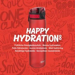 Ion8 Leak Proof Slim Water Bottle, BPA Free, Red, 600ml Water Bottles
