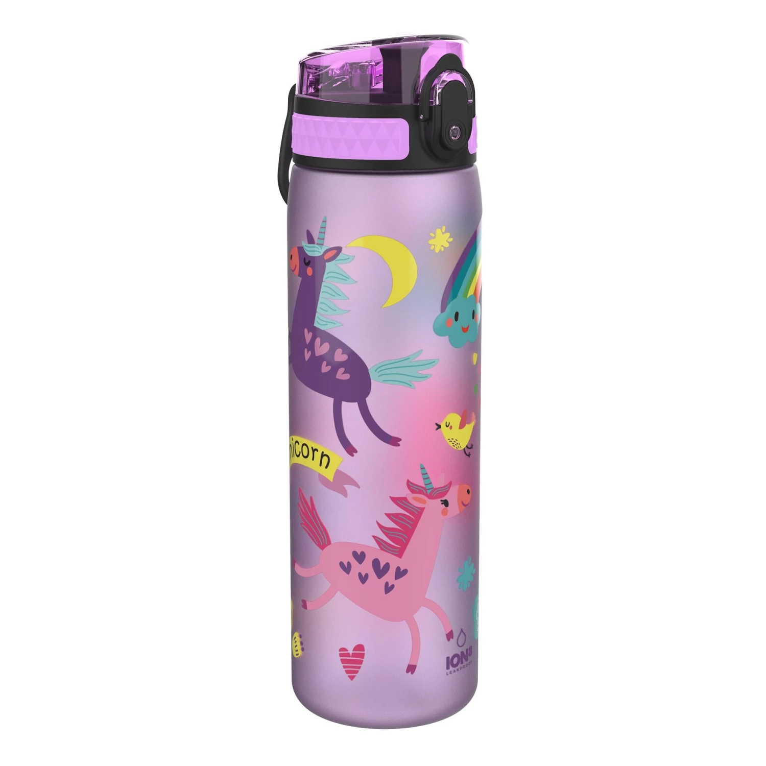 Ion8 Leak Proof Slim Water Bottle, Unicorns, 600ml 1 Ion8 Leak Proof Slim Water Bottle, Unicorns, 600ml