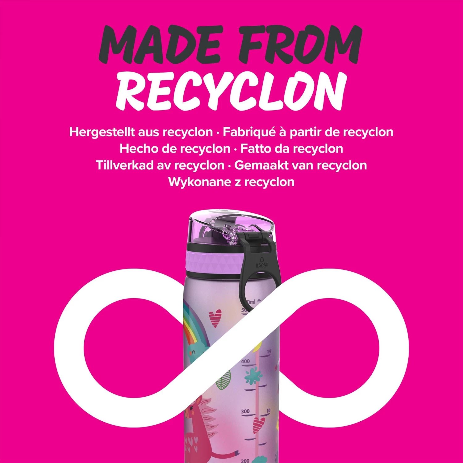 Ion8 Leak Proof Slim Water Bottle, Unicorns, 600ml 5 Ion8 Leak Proof Slim Water Bottle, Unicorns, 600ml