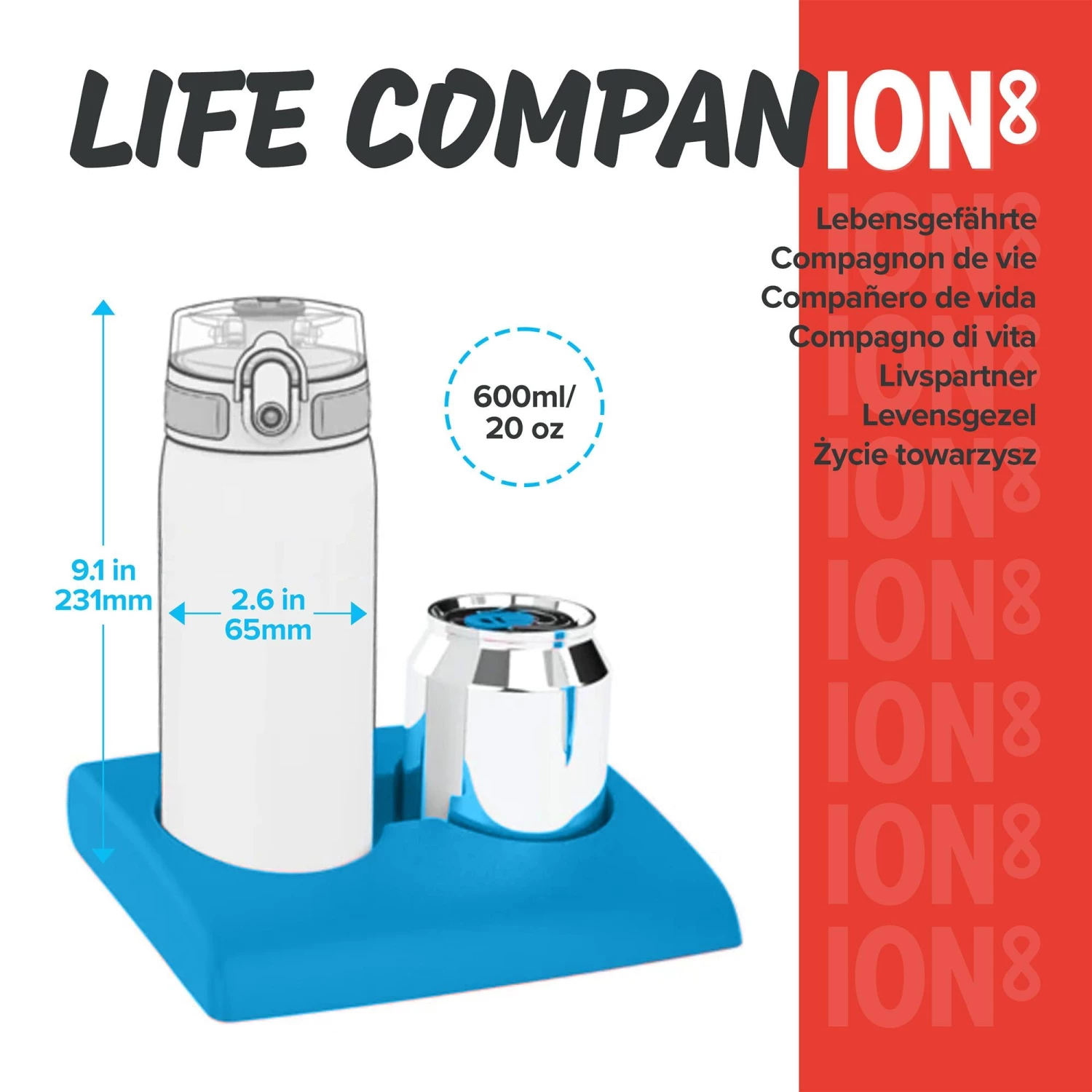 Ion8 Leak Proof Slim Water Bottle, BPA Free, Chilli Red, 600ml 4 Ion8 Leak Proof Slim Water Bottle, BPA Free, Chilli Red, 600ml