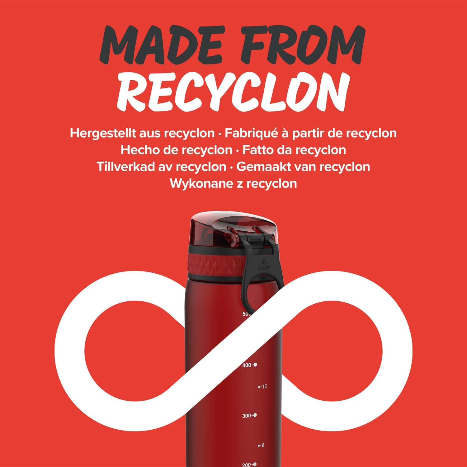 Ion8 Leak Proof Slim Water Bottle, BPA Free, Chilli Red, 600ml 5 Ion8 Leak Proof Slim Water Bottle, BPA Free, Chilli Red, 600ml