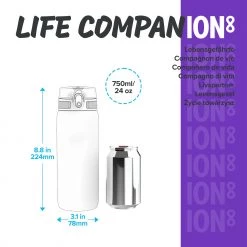 Ion8 Leak Proof Cycling Water Bottle, BPA Free, Purple, 750ml
