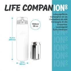 Ion8 Leak Proof 1 Litre Sports Water Bottle, BPA Free, Aqua, 1100ml