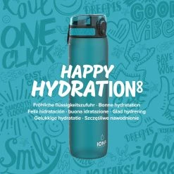 Ion8 Leak Proof 1 Litre Sports Water Bottle, BPA Free, Aqua, 1100ml