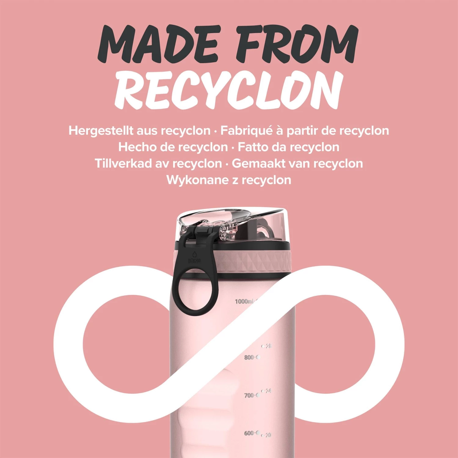 Water Bottles Ion8 Leak Proof 1 Litre Sports Water Bottle, BPA Free, Rose Quartz, 1100ml 5 Water Bottles Ion8 Leak Proof 1 Litre Sports Water Bottle, BPA Free, Rose Quartz, 1100ml