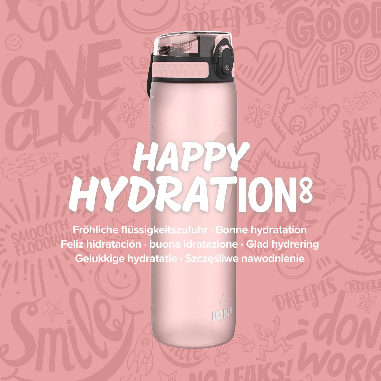 Water Bottles Ion8 Leak Proof 1 Litre Sports Water Bottle, BPA Free, Rose Quartz, 1100ml 7 Water Bottles Ion8 Leak Proof 1 Litre Sports Water Bottle, BPA Free, Rose Quartz, 1100ml