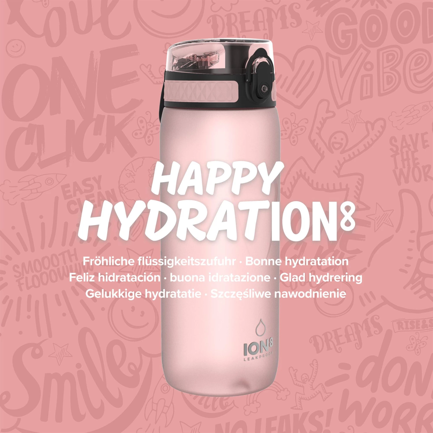 Ion8 Leak Proof Cycling Water Bottle, BPA Free, Rose Quartz, 750ml Water Bottles 7 Ion8 Leak Proof Cycling Water Bottle, BPA Free, Rose Quartz, 750ml Water Bottles