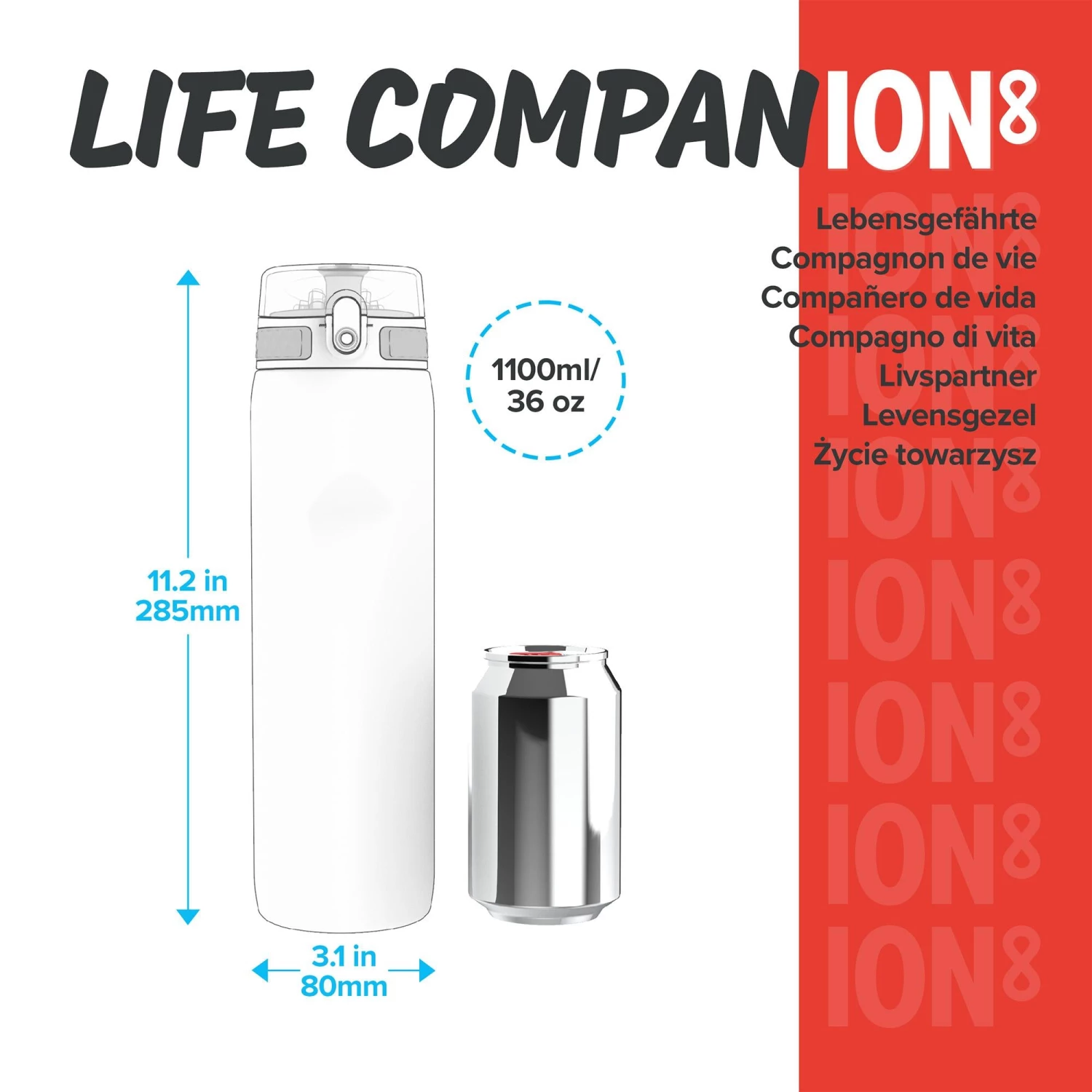 Ion8 Leak Proof 1 Litre Sports Water Bottle, BPA Free, Chilli Red, 1100ml Water Bottles 4 Ion8 Leak Proof 1 Litre Sports Water Bottle, BPA Free, Chilli Red, 1100ml Water Bottles