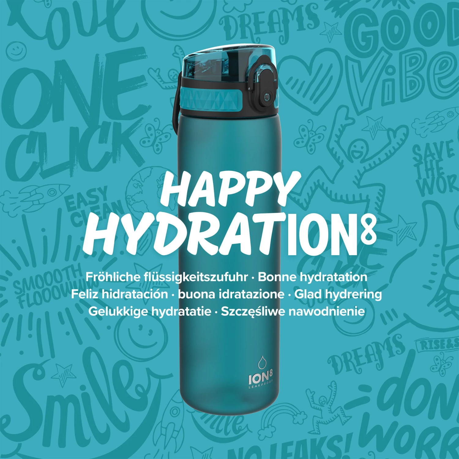 Ion8 Leak Proof Slim Water Bottle, BPA Free, Aqua, 600ml 7 Ion8 Leak Proof Slim Water Bottle, BPA Free, Aqua, 600ml