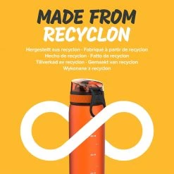 Ion8 Leak Proof Slim Water Bottle, BPA Free, Orange, 600ml
