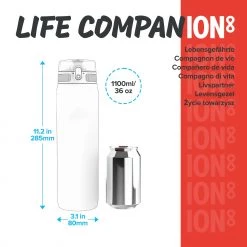 Ion8 Leak Proof 1 Litre Sports Water Bottle, BPA Free, Red, 1100ml