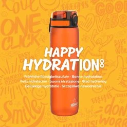 Water Bottles Ion8 Leak Proof 1 Litre Sports Water Bottle, BPA Free, Orange, 1100ml