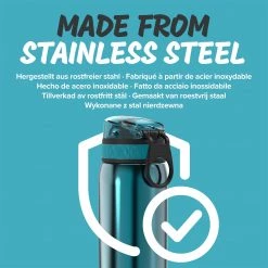 Ion8 Leak Proof Kids' Water Bottle, Stainless Steel, Aqua, 400ml
