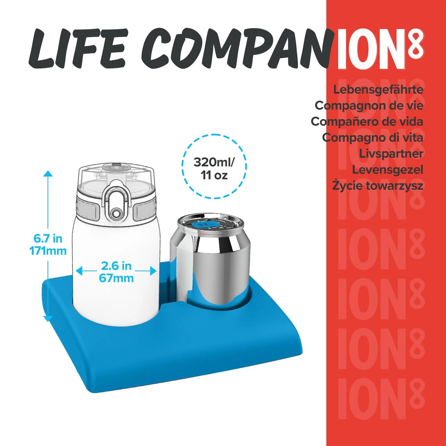 Ion8 Leak Proof Steel Water Bottle, Vacuum Insulated, Red, 320ml Water Bottles 4 Ion8 Leak Proof Steel Water Bottle, Vacuum Insulated, Red, 320ml Water Bottles