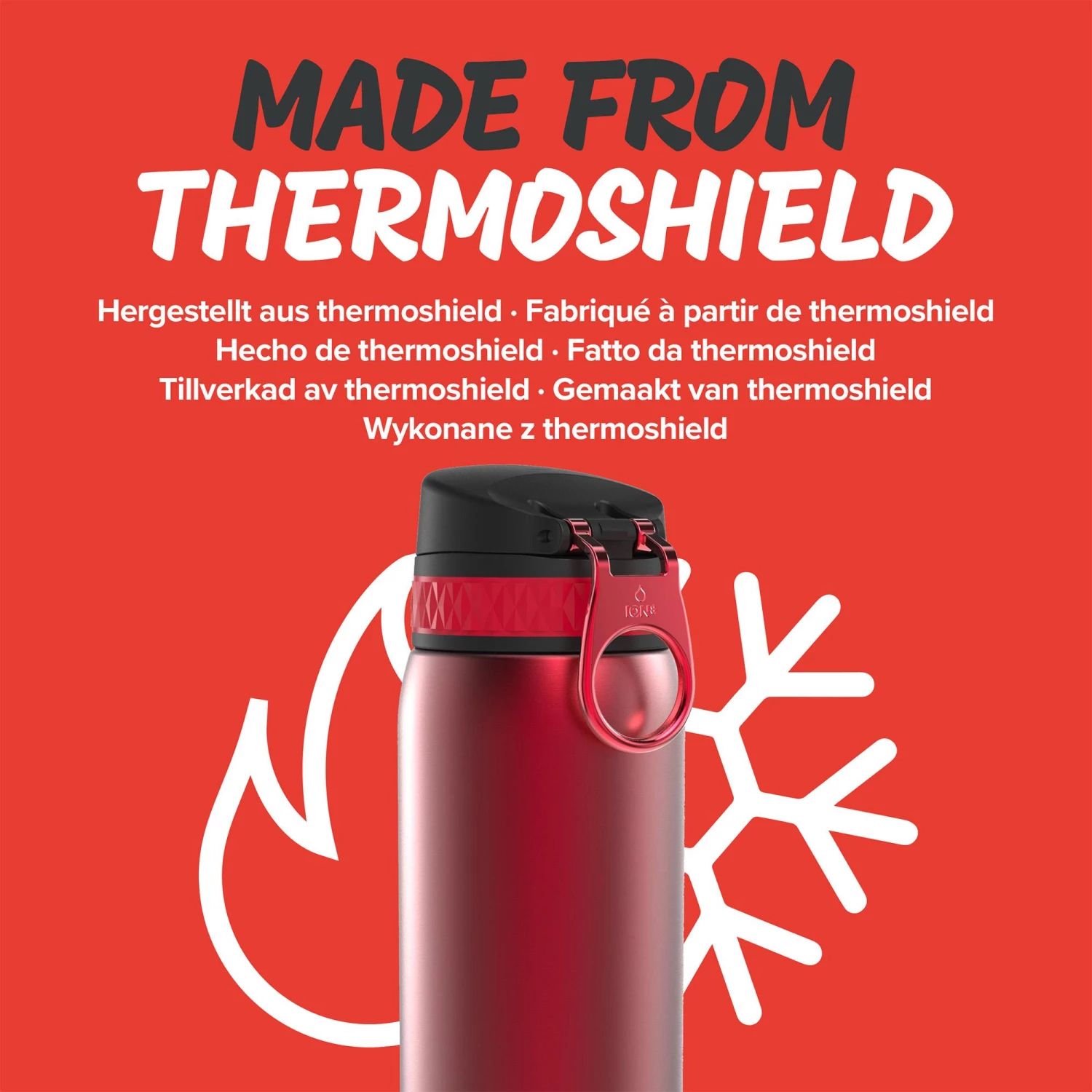 Ion8 Leak Proof Steel Water Bottle, Vacuum Insulated, Red, 320ml Water Bottles 5 Ion8 Leak Proof Steel Water Bottle, Vacuum Insulated, Red, 320ml Water Bottles