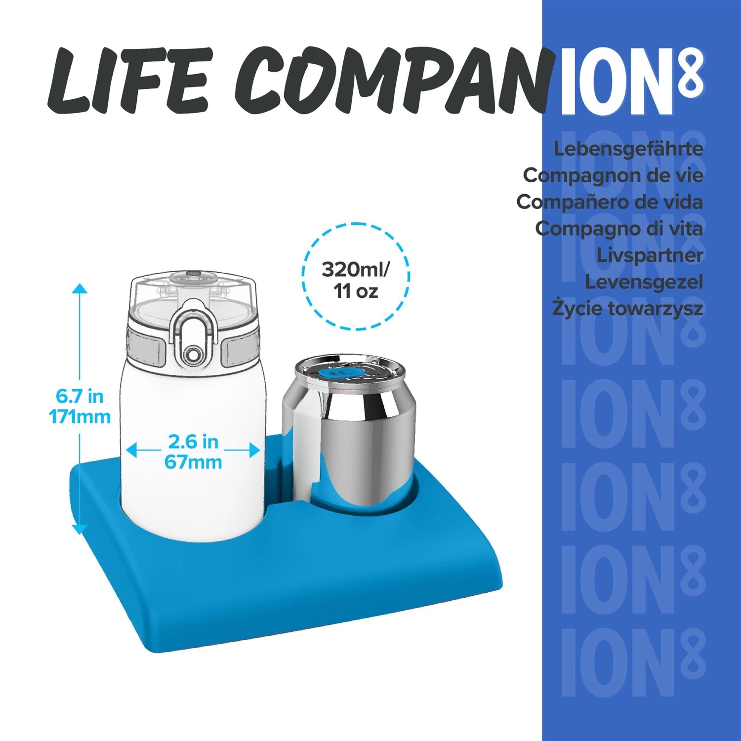 Ion8 Leak Proof Steel Water Bottle, Vacuum Insulated, Navy, 320ml Water Bottles 4 Ion8 Leak Proof Steel Water Bottle, Vacuum Insulated, Navy, 320ml Water Bottles