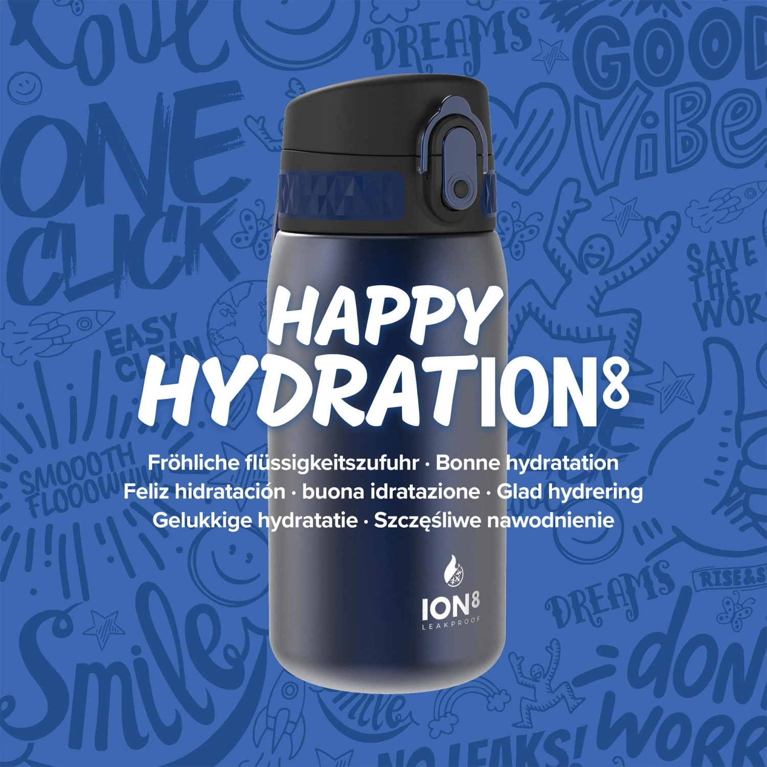 Ion8 Leak Proof Steel Water Bottle, Vacuum Insulated, Navy, 320ml Water Bottles 7 Ion8 Leak Proof Steel Water Bottle, Vacuum Insulated, Navy, 320ml Water Bottles