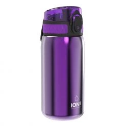 Ion8 Leak Proof Kids' Water Bottle, Stainless Steel, Purple, 400ml