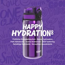 Ion8 Leak Proof Kids' Water Bottle, Stainless Steel, Purple, 400ml