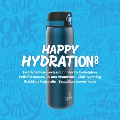 Ion8 Leak Proof 1 Litre Steel Water Bottle, Vacuum Insulated, Blue Water Bottles