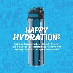 Water Bottles Ion8 Leak Proof Slim Water Bottle, Stainless Steel, Blue, 600ml