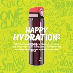 Water Bottles Ion8 Leak Proof Steel Water Bottle, Vacuum Insulated, Claret Red, 500ml
