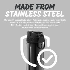 Ion8 Leak Proof Kids' Water Bottle, Stainless Steel, Black, 400ml Water Bottles