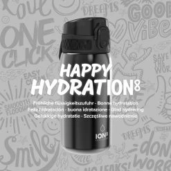 Ion8 Leak Proof Kids' Water Bottle, Stainless Steel, Black, 400ml Water Bottles