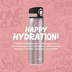 Water Bottles Ion8 Leak Proof Steel Water Bottle, Vacuum Insulated, Rose, 500ml