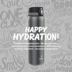 Ion8 Leak Proof 1 Litre Steel Water Bottle, Vacuum Insulated, Grey
