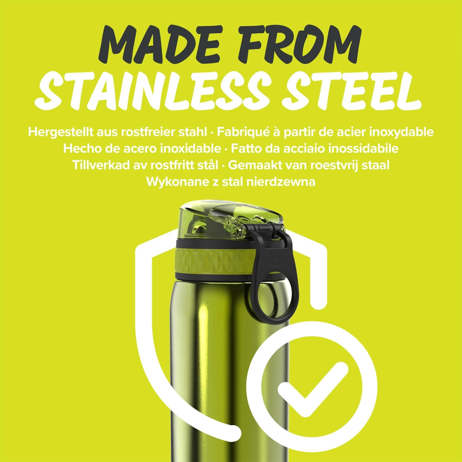 Water Bottles Ion8 Leak Proof Kids' Water Bottle, Stainless Steel, Green, 400ml 5 Water Bottles Ion8 Leak Proof Kids' Water Bottle, Stainless Steel, Green, 400ml