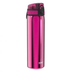 Water Bottles Ion8 Leak Proof Slim Water Bottle, Stainless Steel, Pink, 600ml