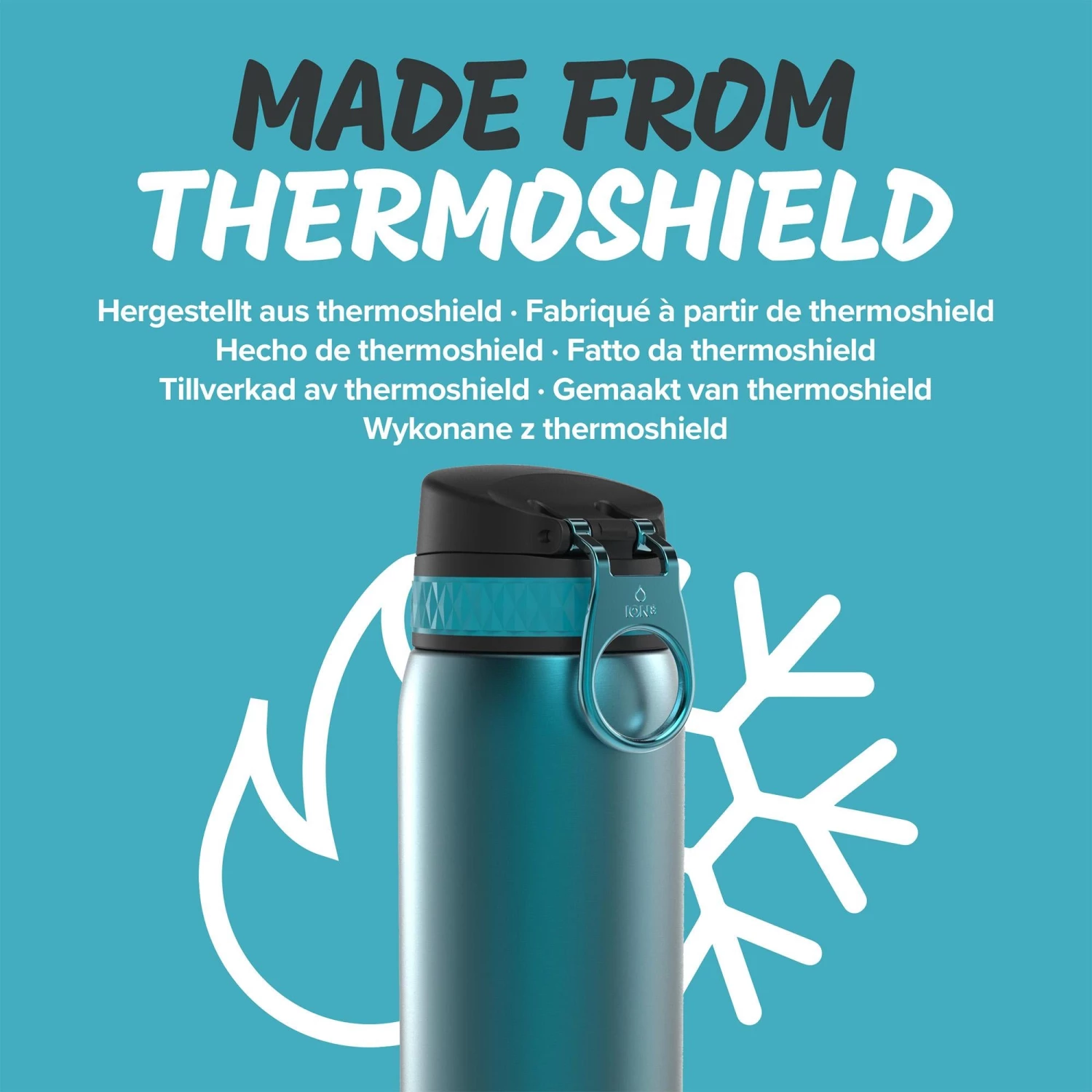 Ion8 Leak Proof Steel Water Bottle, Vacuum Insulated, Aqua, 320ml Water Bottles 5 Ion8 Leak Proof Steel Water Bottle, Vacuum Insulated, Aqua, 320ml Water Bottles