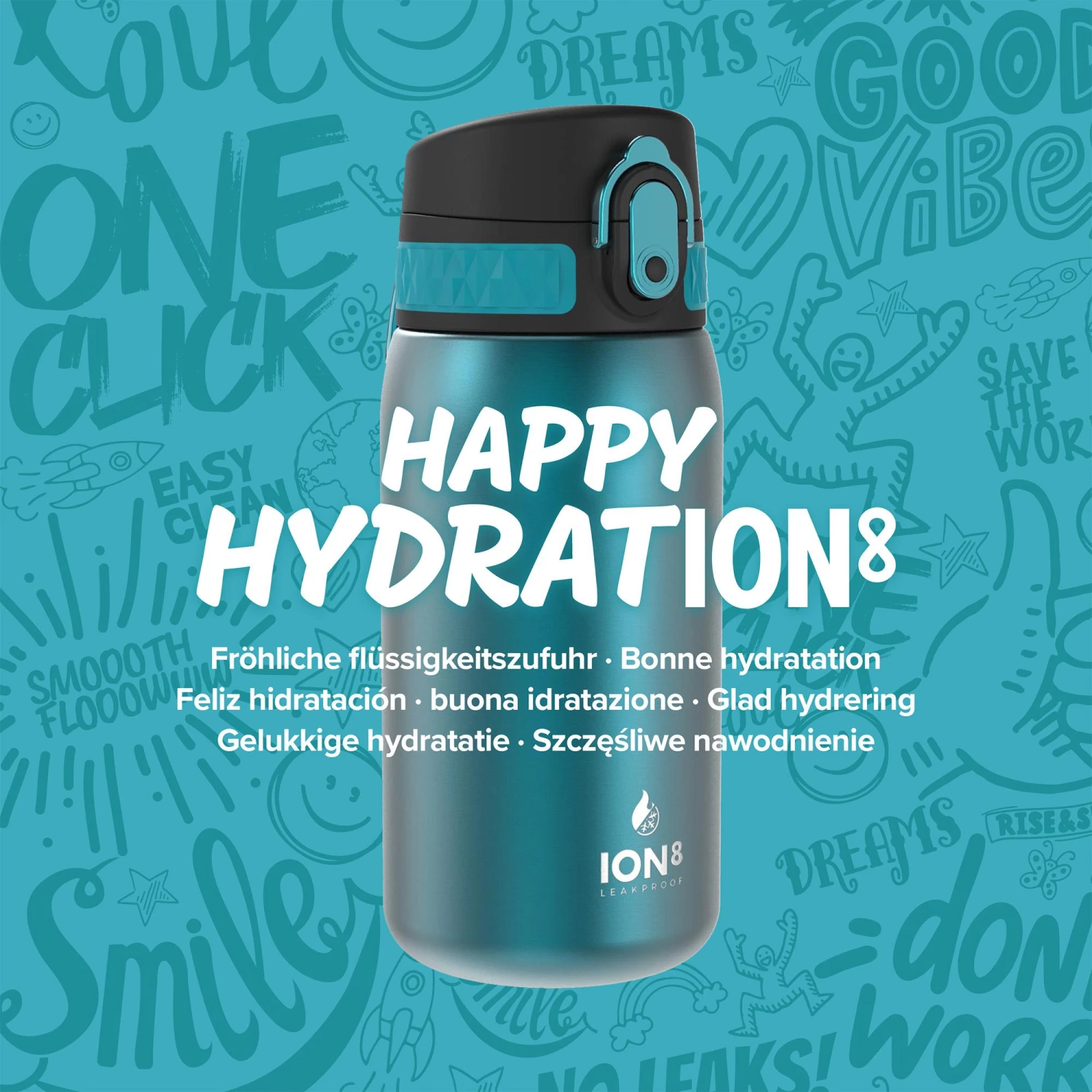 Ion8 Leak Proof Steel Water Bottle, Vacuum Insulated, Aqua, 320ml Water Bottles 7 Ion8 Leak Proof Steel Water Bottle, Vacuum Insulated, Aqua, 320ml Water Bottles