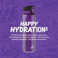Ion8 Leak Proof Steel Water Bottle, Vacuum Insulated, Purple, 500ml