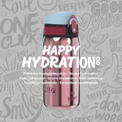 Ion8 Leak Proof Steel Water Bottle, Vacuum Insulated, Blossom Pink, 320ml