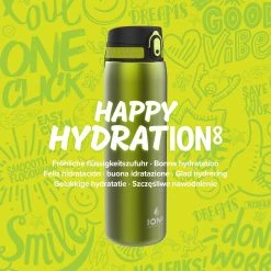 Ion8 Leak Proof 1 Litre Steel Water Bottle, Vacuum Insulated, Green Water Bottles