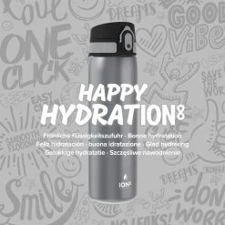 Ion8 Leak Proof Steel Water Bottle, Vacuum Insulated, Grey, 500ml