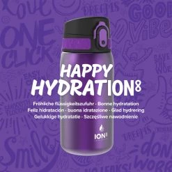 Ion8 Leak Proof Steel Water Bottle, Vacuum Insulated, Purple, 320ml