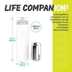 Water Bottles Ion8 Leak Proof 1 Litre Sports Water Bottle, Stainless Steel, Green, 1200ml 10 Water Bottles Ion8 Leak Proof 1 Litre Sports Water Bottle, Stainless Steel, Green, 1200ml