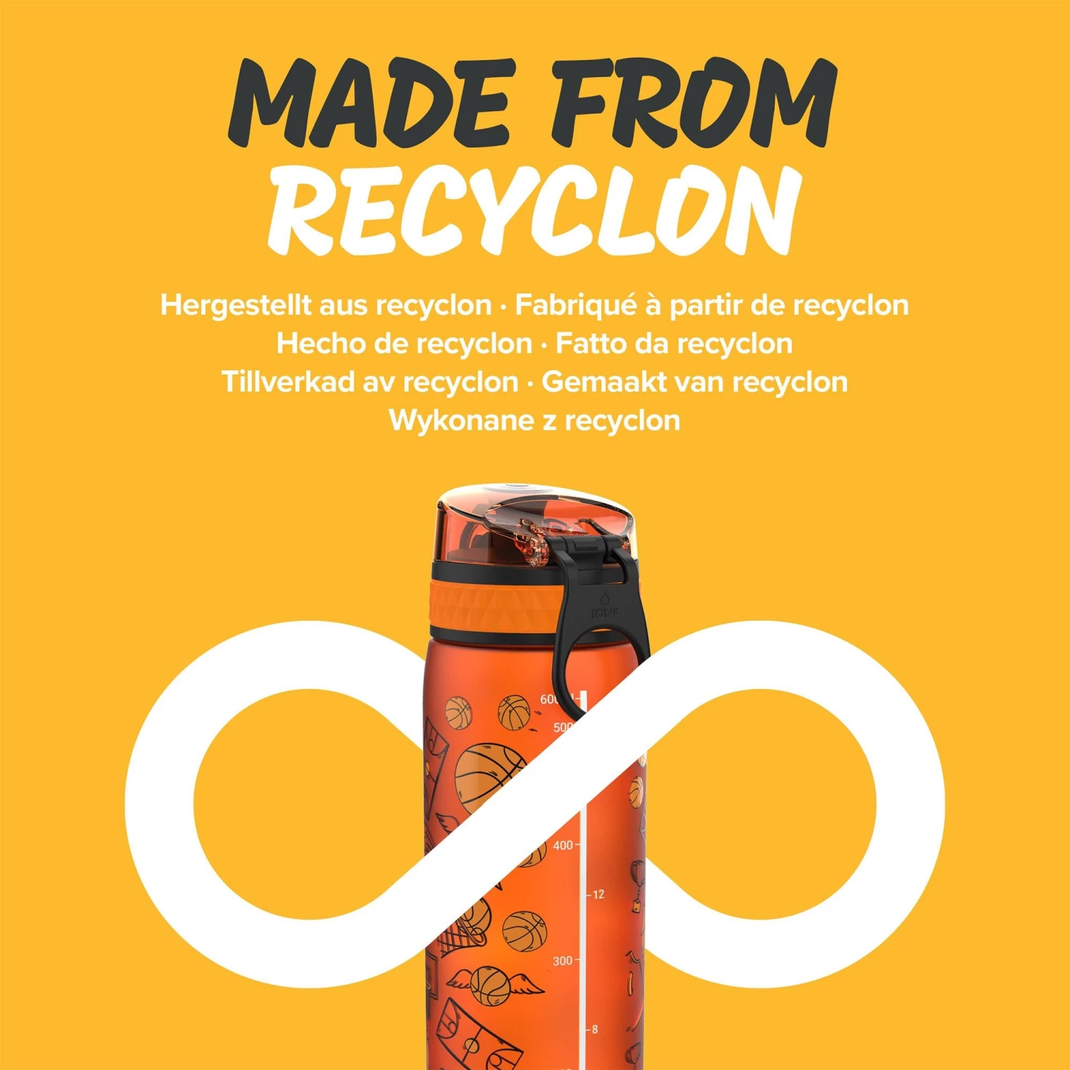 Water Bottles Ion8 Leak Proof Slim Water Bottle, BPA Free, Basketball, 600ml 5 Water Bottles Ion8 Leak Proof Slim Water Bottle, BPA Free, Basketball, 600ml