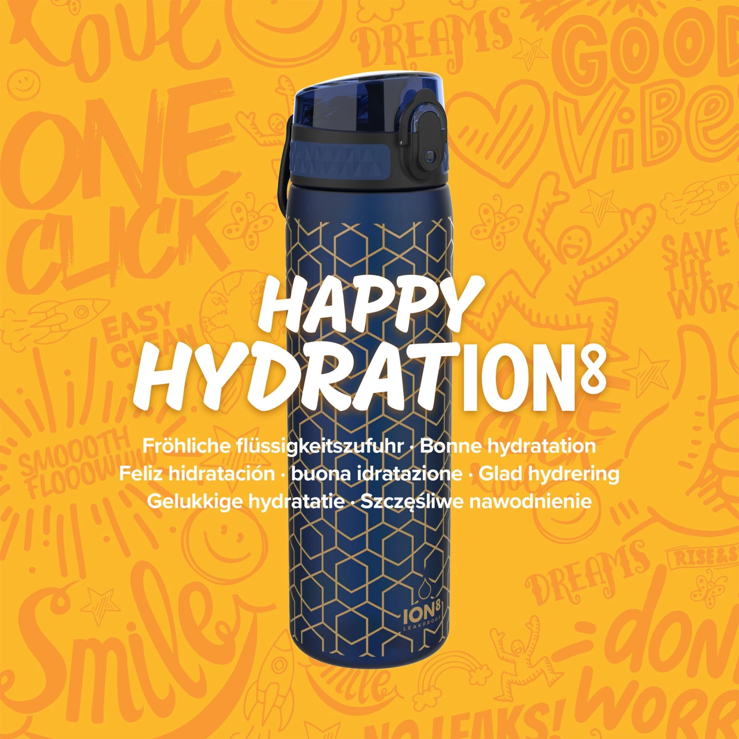 Ion8 Leak Proof Slim Water Bottle, BPA Free, Geometric, 600ml 7 Ion8 Leak Proof Slim Water Bottle, BPA Free, Geometric, 600ml