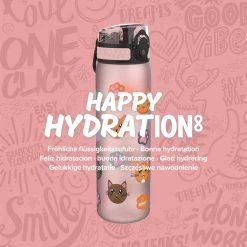 Water Bottles Ion8 Leak Proof Slim Water Bottle, BPA Free, Cats, 600ml