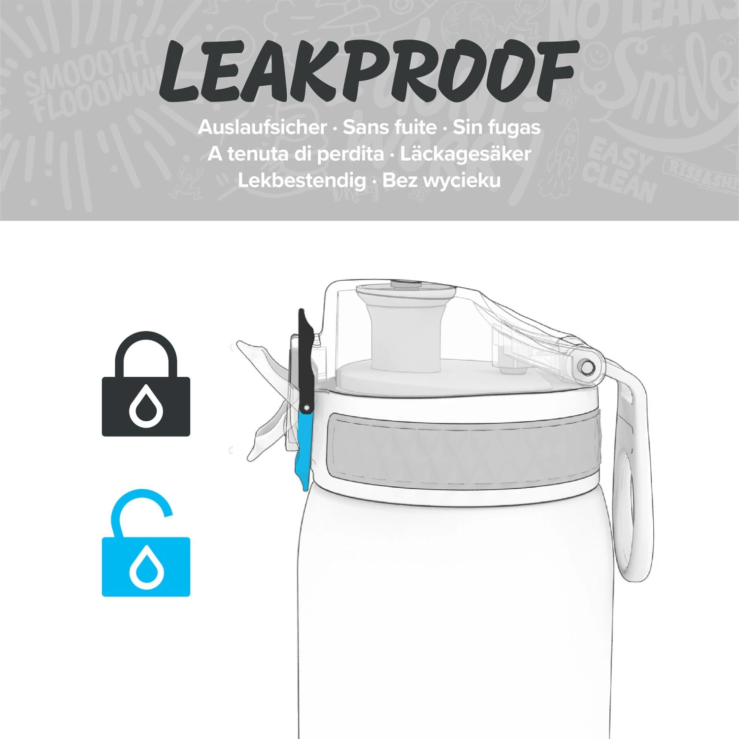 Water Bottles Ion8 Leak Proof Slim Water Bottle, BPA Free, Paint Splat, 600ml 3 Water Bottles Ion8 Leak Proof Slim Water Bottle, BPA Free, Paint Splat, 600ml