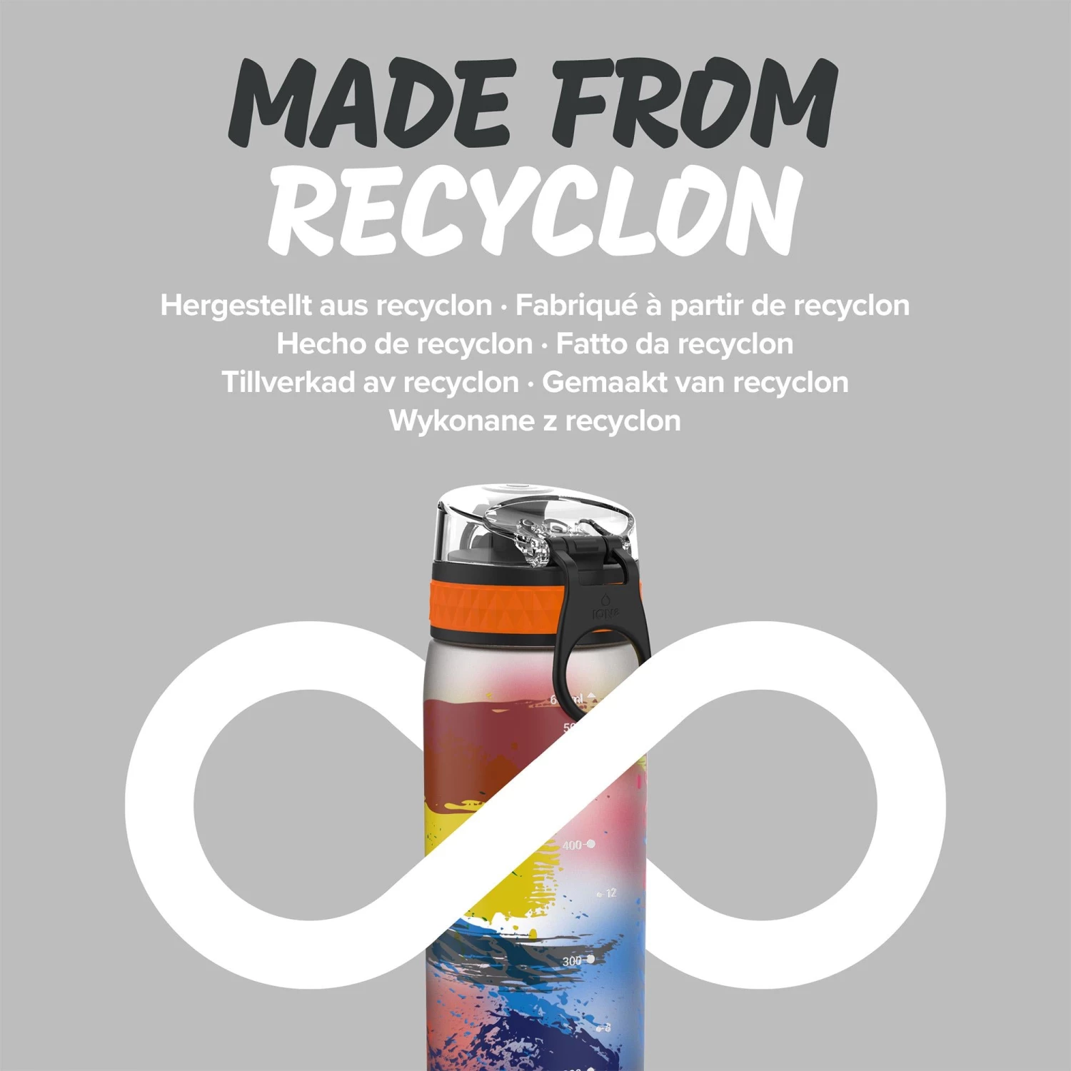 Water Bottles Ion8 Leak Proof Slim Water Bottle, BPA Free, Paint Splat, 600ml 5 Water Bottles Ion8 Leak Proof Slim Water Bottle, BPA Free, Paint Splat, 600ml